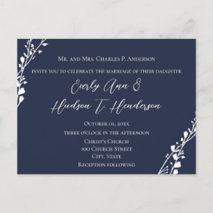 Cartão Postal De Convite Christian Wedation Rich Deep Blueberry