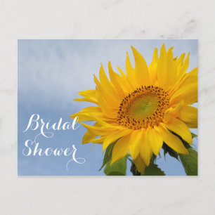 Cartão Postal De Convite Chuva de Flores para Noiva Girassóis Flor Amarela