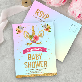 Cartão Postal De Convite Chuva de Glitter Dourado Magicamente Fofa no Rosto