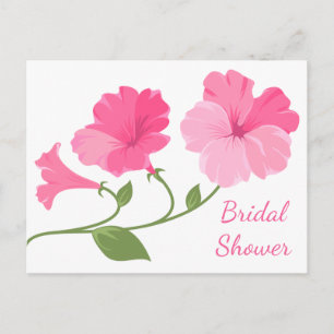 Cartão Postal De Convite Chuva de Noiva Floral Flores Rosa e Fuchsia