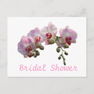 Cartão Postal De Convite Chuva de noiva, flores de orquídea rosa