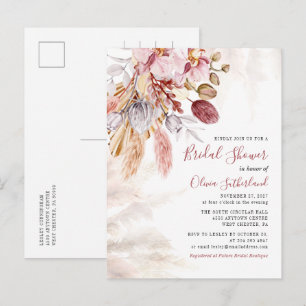 Cartão Postal De Convite Chuva de Pampas Roteiro Botânico Chá de Noiva