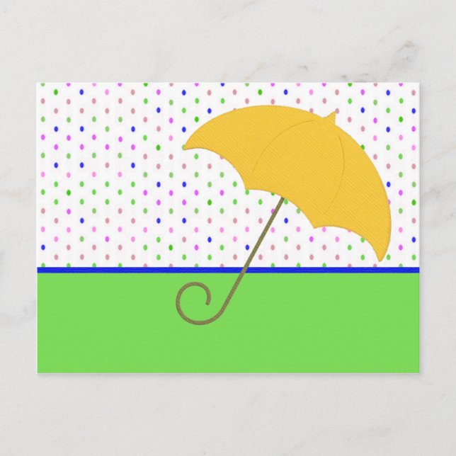 CARTÃO POSTAL DE CONVITE CHUVEIRO DE BEBÊ GUARDA-CHUVA POLKA (Frente)