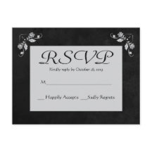 Cinza RSVP Floral e placa Postada de quadro negro
