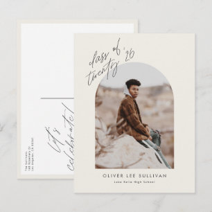 Cartão Postal De Convite Classe Boho de Graduação de Foto em Arch 2025