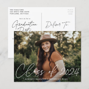 Cartão Postal De Convite Classe de Festa de formatura de Foto de Script Bra