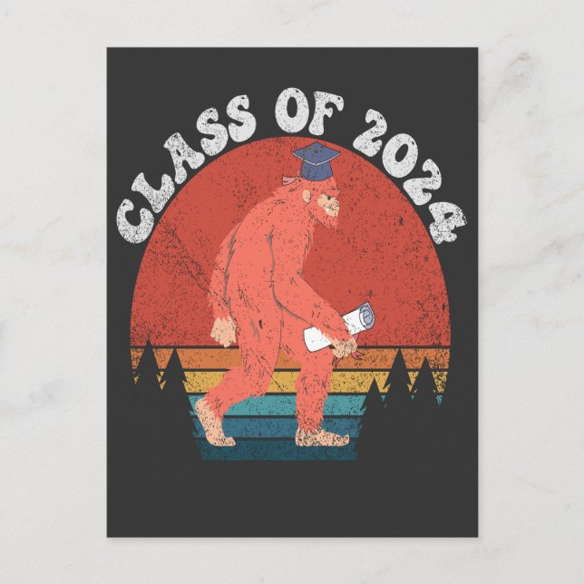 Cartão Postal De Convite Classe De Graduação Funny 2024 - Presente Retroati (Frente)