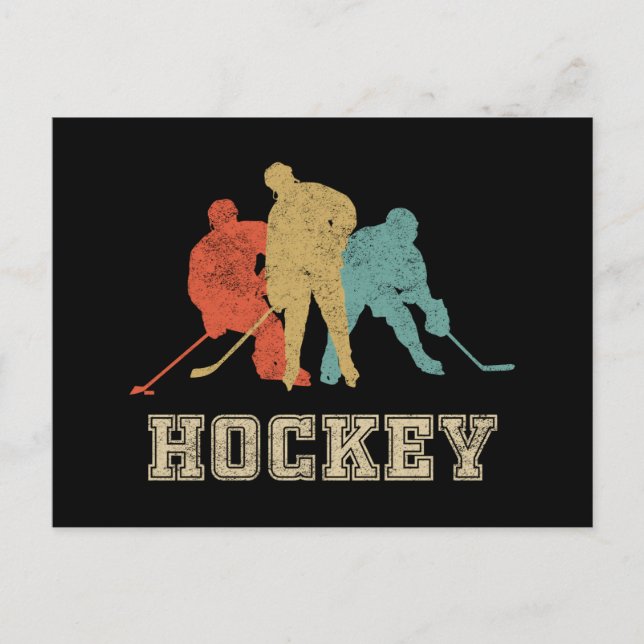 Cartão Postal De Convite Clássico Estilo Vintage Hockey (Frente)
