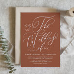 Cartão Postal De Convite Clínica Whimsical Calliografia Terracotta Casament<br><div class="desc">Convide a família e os amigos para o dia do seu casamento com o nosso cartão postal de casamento de código QR personalizável. Ele apresenta a frase "O Casamento de" em uma escrita caprichosa e integra perfeitamente um código QR personalizado para fácil acesso a todos os detalhes do seu dia...</div>