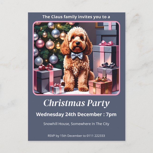 Cartão Postal De Convite Cockapoo Natal (Frente)