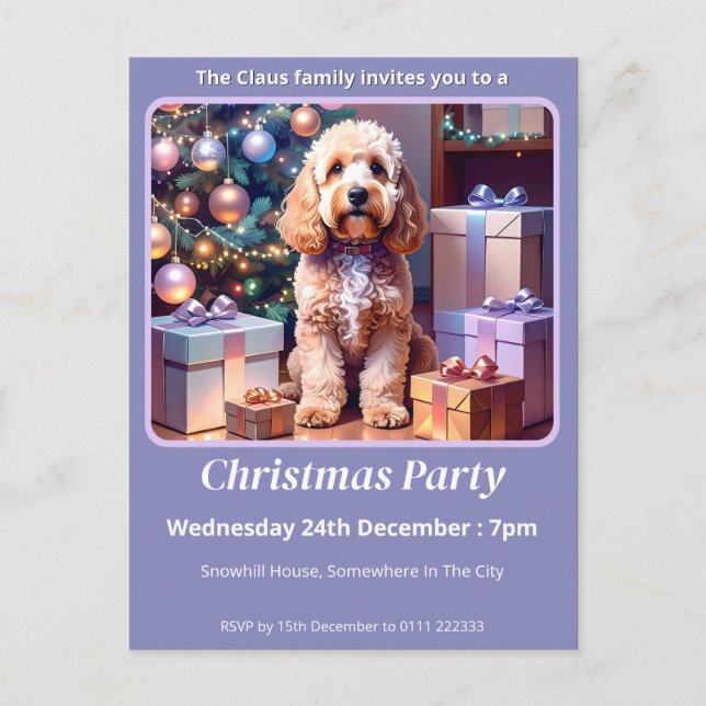 Cartão Postal De Convite Cockapoo Natal (Frente)