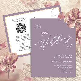 Cartão Postal De Convite Código QR Mauve - Tudo Em Um Casamento De Script M