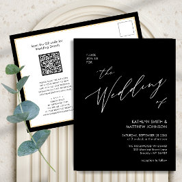 Cartão Postal De Convite Código QR Preto Elegante Tudo em um Casamento Mode