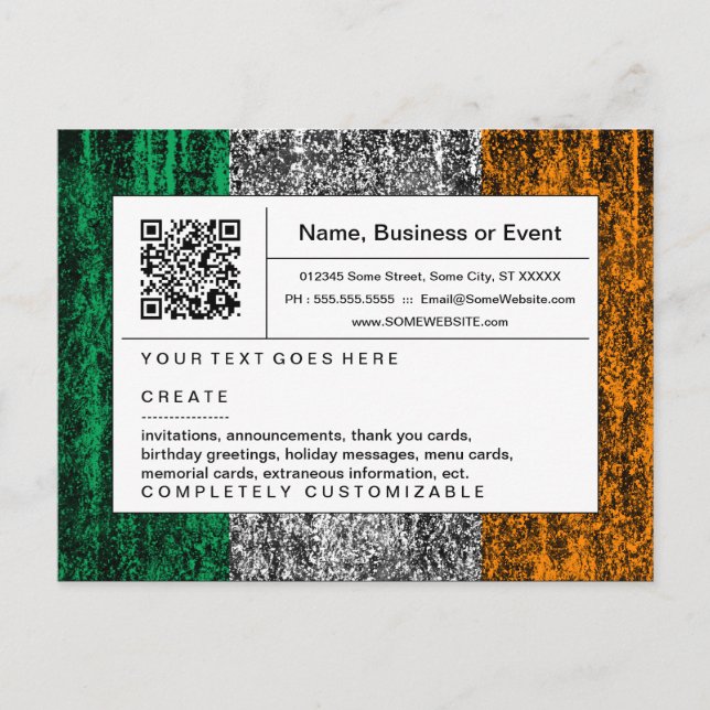 Cartão Postal De Convite código QR refinado: irlanda (Frente)
