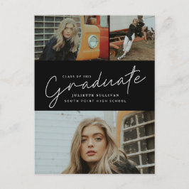 Cartão Postal De Convite Colagem de Fotos de Graduação com Letra Moderna