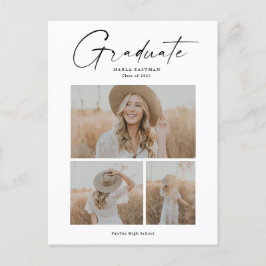 Cartão Postal De Convite Colagem de Fotos de Graduado com Letra Elegante Gr