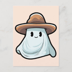 Cartão Postal De Convite Coleção Baby Boo Cowboy Ghost Halloween