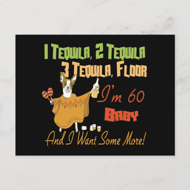 Cartão Postal De Convite Coleção de Festas de aniversário Tequila 60th (Frente)
