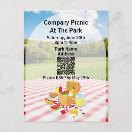 Cartão Postal De Convite Companhia Picnic Park QR Code Pequenas Formigas