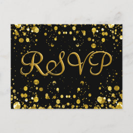 Cartão Postal De Convite Confetti Dourado de placa RSVP