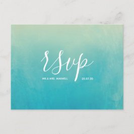 Cartão Postal De Convite Confirmação de Casamento à Beira-Mar com Aquarela 