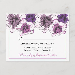 Cartão Postal De Convite Confirmação de Casamento Floral Orquídeas Roxas Fl