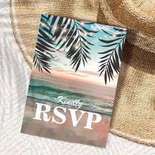Cartão Postal De Convite Confirmação de Casamento na Praia Tropical   Fio d