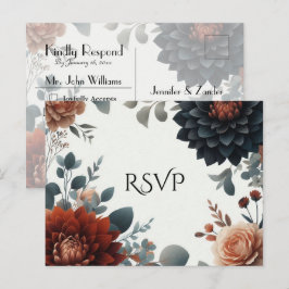 Cartão Postal De Convite Confirmação de Presença para Casamento com Florais