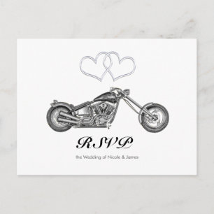 Cartão Postal De Convite Confirmação de Presença para Casamento de Motocicl