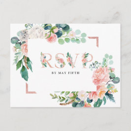 Cartão Postal De Convite Confirmação de Presença para Casamento Floral de V