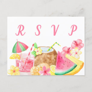 Cartão Postal De Convite Confirmação de Presença para Festa Tropical com Te