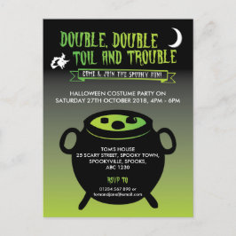 Cartão Postal De Convite Convidado de Dia das Bruxas: "Dupla, Dupla Tulha e