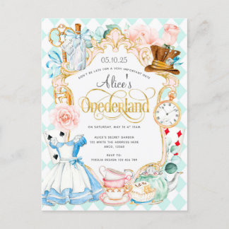 Cartão Postal De Convite Convidado para aniversário de uma festa de chá Ali