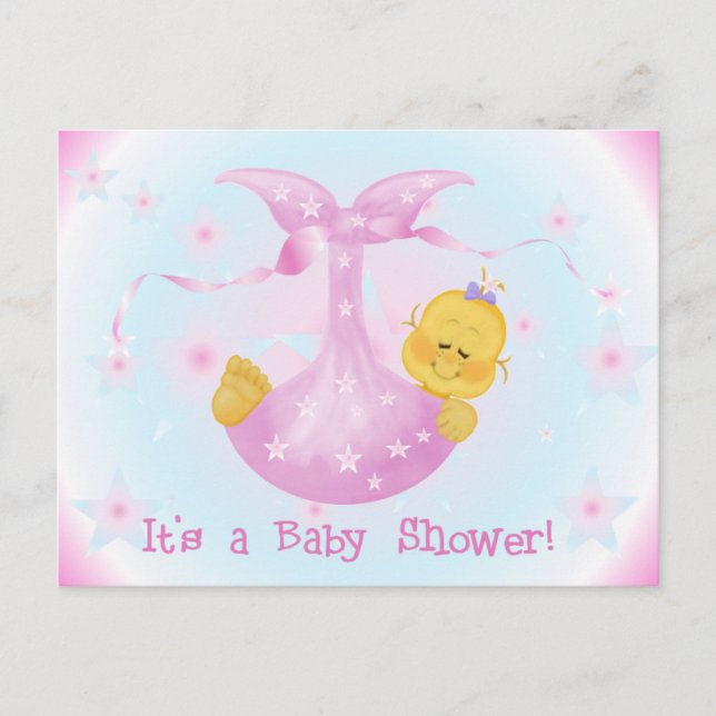 Cartão Postal De Convite Convidados para Star BabyShower (Frente)