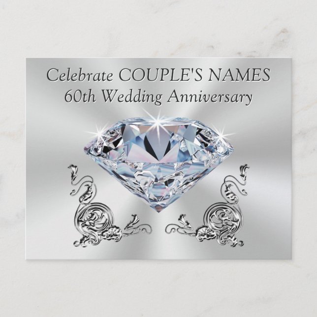 Cartão Postal De Convite Convidados personalizados para 60 anos, SEU TEXTO (Frente)