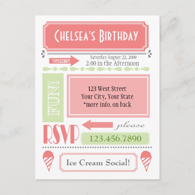 Cartão Postal De Convite Convidar para neve (Frente)