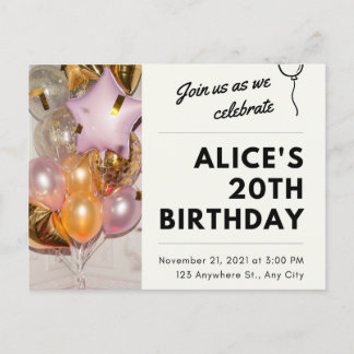 Cartão Postal De Convite Convocação 🥳 aniversário 🎉 🎂