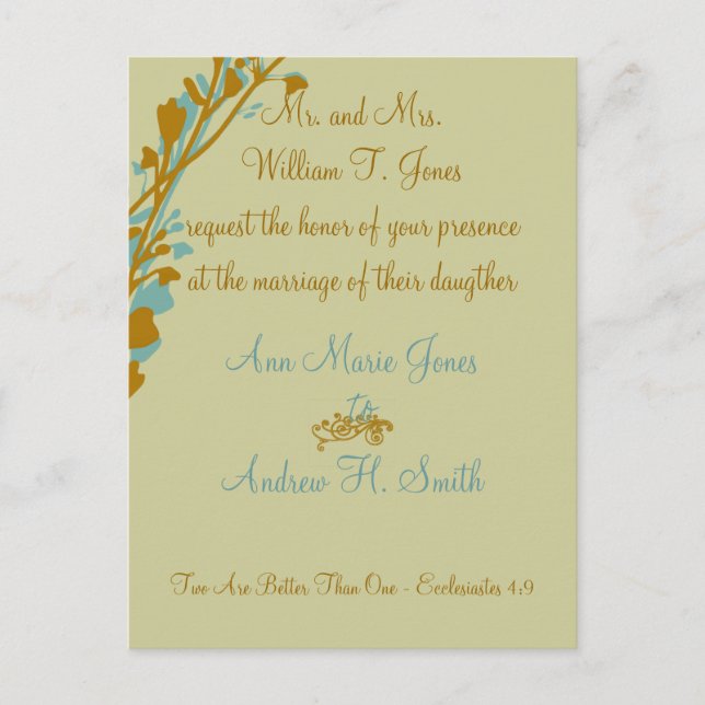 Cartão Postal De Convite Convocação Cristã Carmel e Azul (Frente)