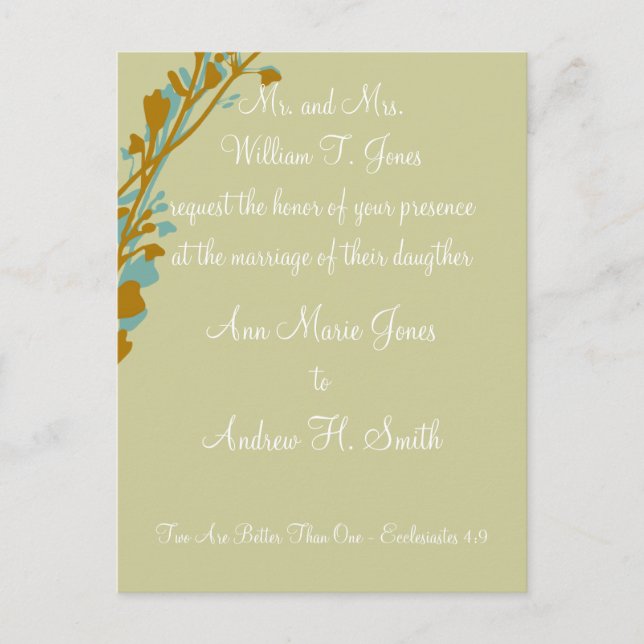 Cartão Postal De Convite Convocação Cristã Carmel e Azul (Frente)