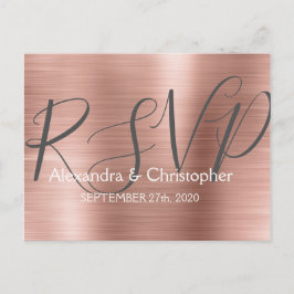 Cartão Postal De Convite Cor-de-rosa Blush Moderno - Resposta RSVP Rosa Dou