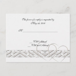 Cartão Postal De Convite Corações Envolvidos no Cartão de Resposta de Prata