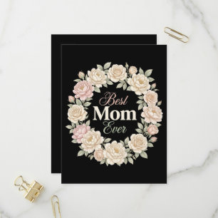 Cartão Postal De Convite Coroa Floral Elegante Melhor Mãe do Mundo