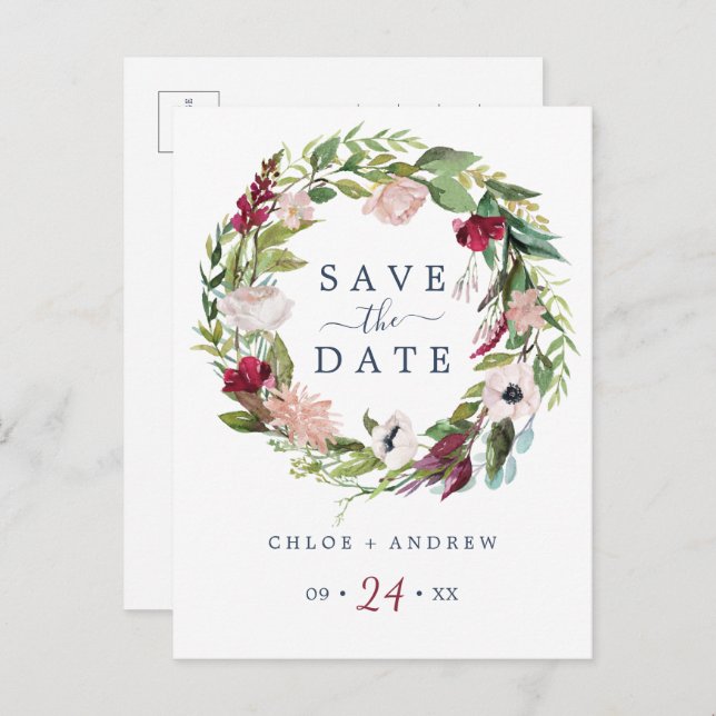 Cartão Postal De Convite Correio Tropical Salvar a Data (Frente/Verso)