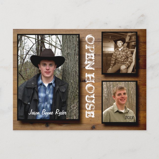 Cartão Postal De Convite Country Wood Open House (Frente)