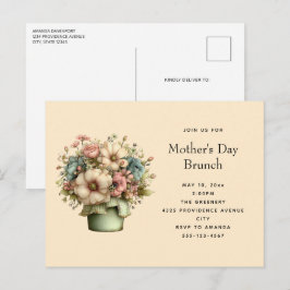 Cartão Postal De Convite Cozy Flowers in a Planter Pot Cute Mother's Day