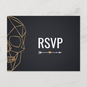 Cartão Postal De Convite Crânio geométrico que Wedding RSVP