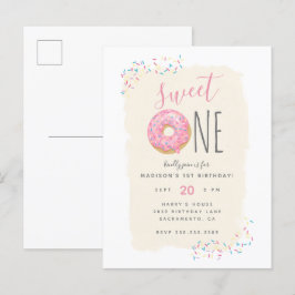 Cartão Postal De Convite Creme | primeiro aniversario de pinheiro rosado