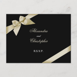 Cartão Postal De Convite Creme Ribbon RSVP