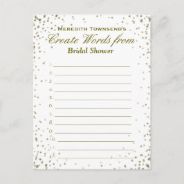 Cartão Postal De Convite Criar Palavras | Dourada Confetti