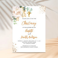 Cristening eucalyptus greenery twins floral white